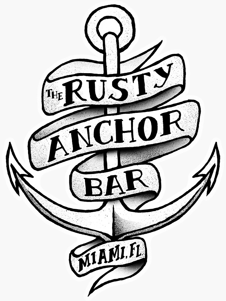 The Rusty Anchor Bar Sticker For Sale By Kevko76 Redbubble   Bg,f8f8f8 Flat,750x,075,f Pad,750x1000,f8f8f8.u2 