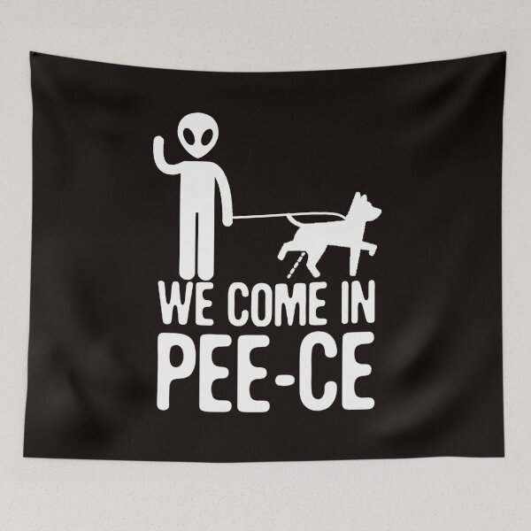 Item preview, We Come in Pee-ce Funny Alien UFO  designed and sold by The Masked Designer.