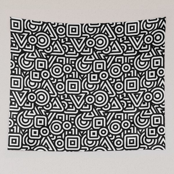 Item preview, Geometric Shapes and Lines Black and White Pattern designed and sold by rustydoodle.