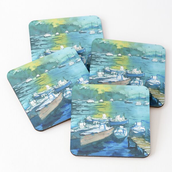 Item preview, Boats in Harbour in Watercolor designed and sold by darrenyeoart.