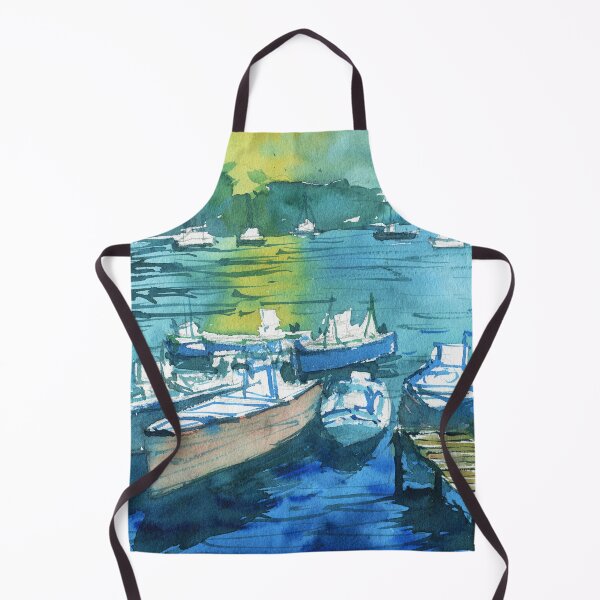 Item preview, Boats in Harbour in Watercolor designed and sold by darrenyeoart.