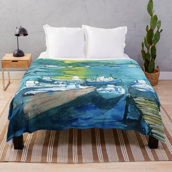Item preview, Boats in Harbour in Watercolor designed and sold by darrenyeoart.