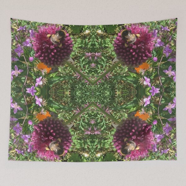Item preview, Botanical, Divine - Bee Bumbling Buzz over Purple and Mauve, Summertime 2021 designed and sold by RoseAromas.