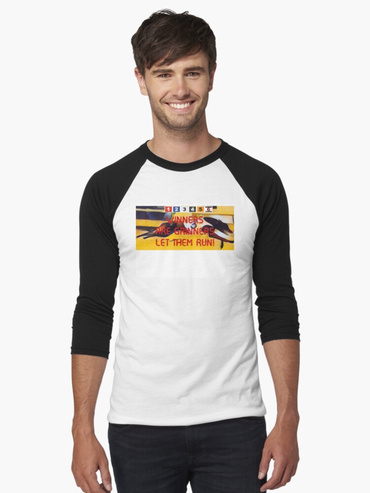 Thumbnail 1 of 3, Baseball ¾ Sleeve T-Shirt, EUROPEAN, IRISH & UK GREYHOUND RACING designed and sold by Wagbet.