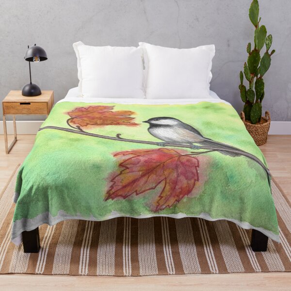 Item preview, Autumn black-capped chickadee watercolor bird design designed and sold by Antigone Damigou.