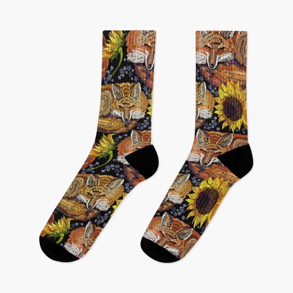 Item preview, Sleeping fox and sunflowers designed and sold by matrioshka.