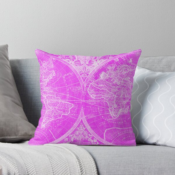 Item preview, World Map (1691) Pink & White designed and sold by BravuraMedia.