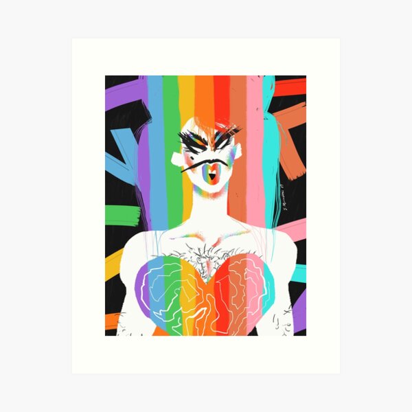 Black, white and neon pink stripes Art Print by Lola