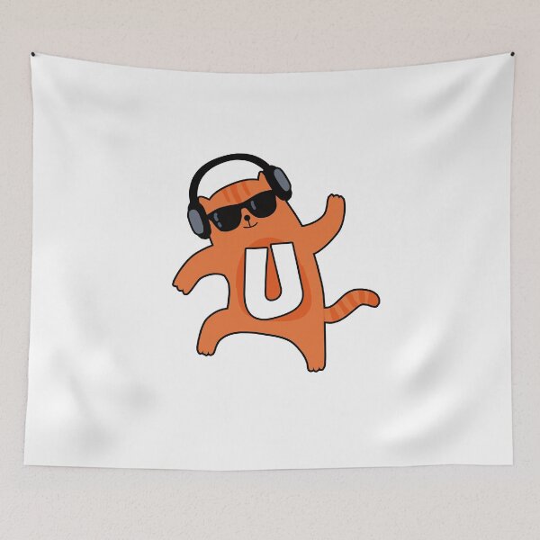 Aperçu de l'œuvre Monogramme U Groovy Cat créée et vendue par kidsmonogram.