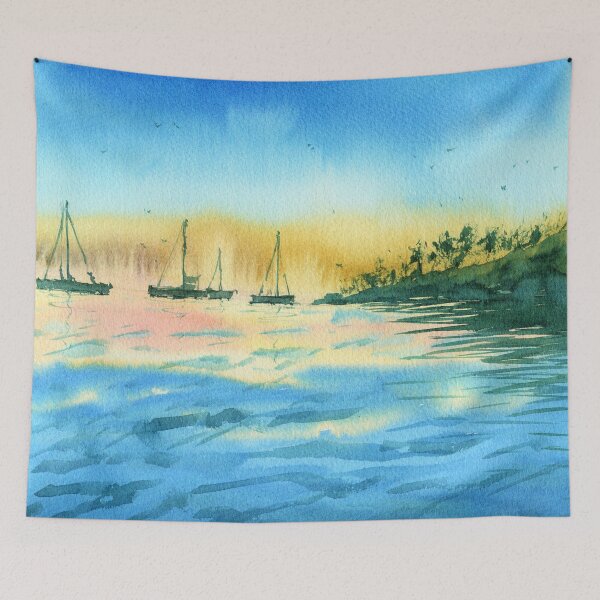 Item preview, Boat Silhouettes in Sunset designed and sold by darrenyeoart.