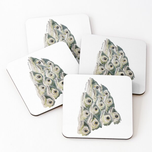 Item preview, fish heads pyramid watercolor painting designed and sold by scribblefactory.