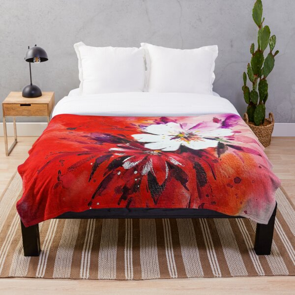 Item preview, Flores de acuarela pintadas a mano rojo feliz brillante designed and sold by PatinaWorks.