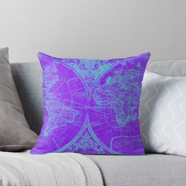 Item preview, World Map (1691) Purple & Blue designed and sold by BravuraMedia.
