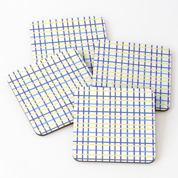 Aperçu de l'œuvre Plaid blanc, jaune et bleu créée et vendue par KDStout.