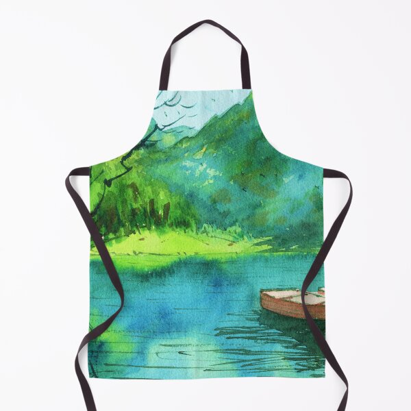 Item preview, Boat and Mountain Landscape Painting designed and sold by darrenyeoart.