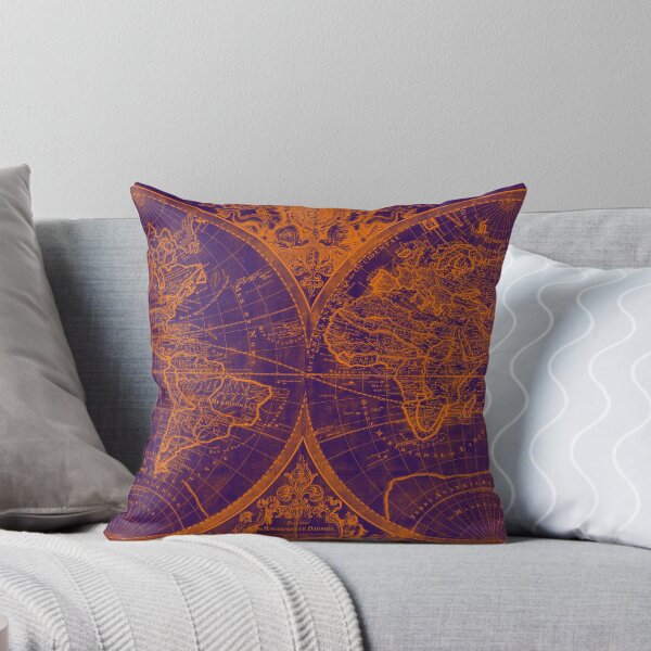 Item preview, World Map (1691) Purple & Orange designed and sold by BravuraMedia.