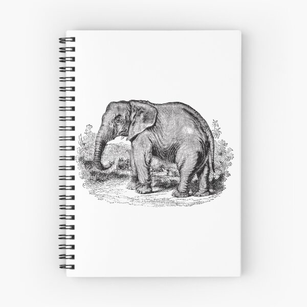Item preview, Vintage Elephants Illustration Retro 1800s Black and White Elephant Image designed and sold by SilverSpiral.