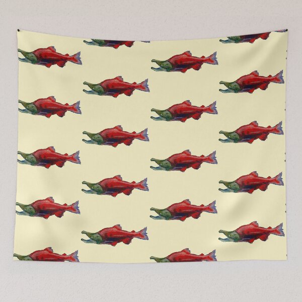 Item preview, sockeye salmon oil pastel designed and sold by scribblefactory.
