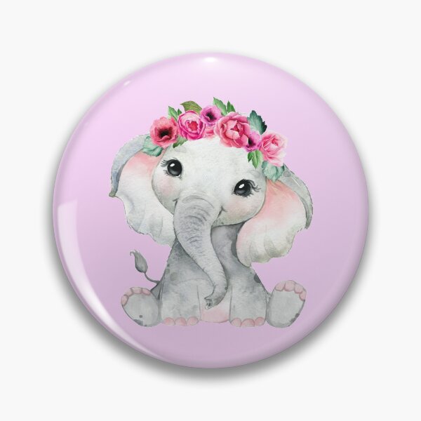 Item preview, Cute Baby Girl Watercolor Elephant with Flowers designed and sold by StickerArtwork.