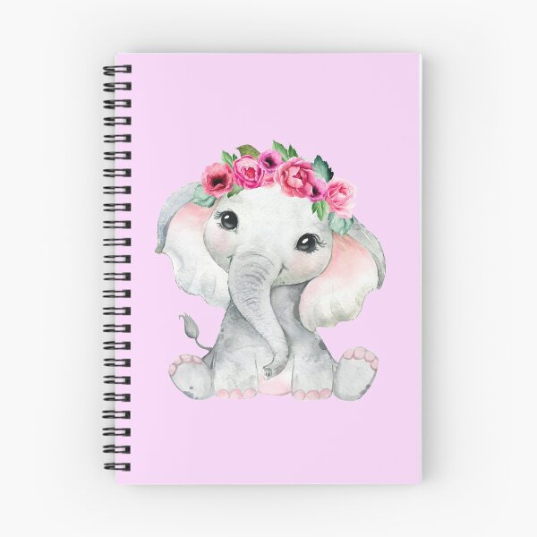 Item preview, Cute Baby Girl Watercolor Elephant with Flowers designed and sold by StickerArtwork.