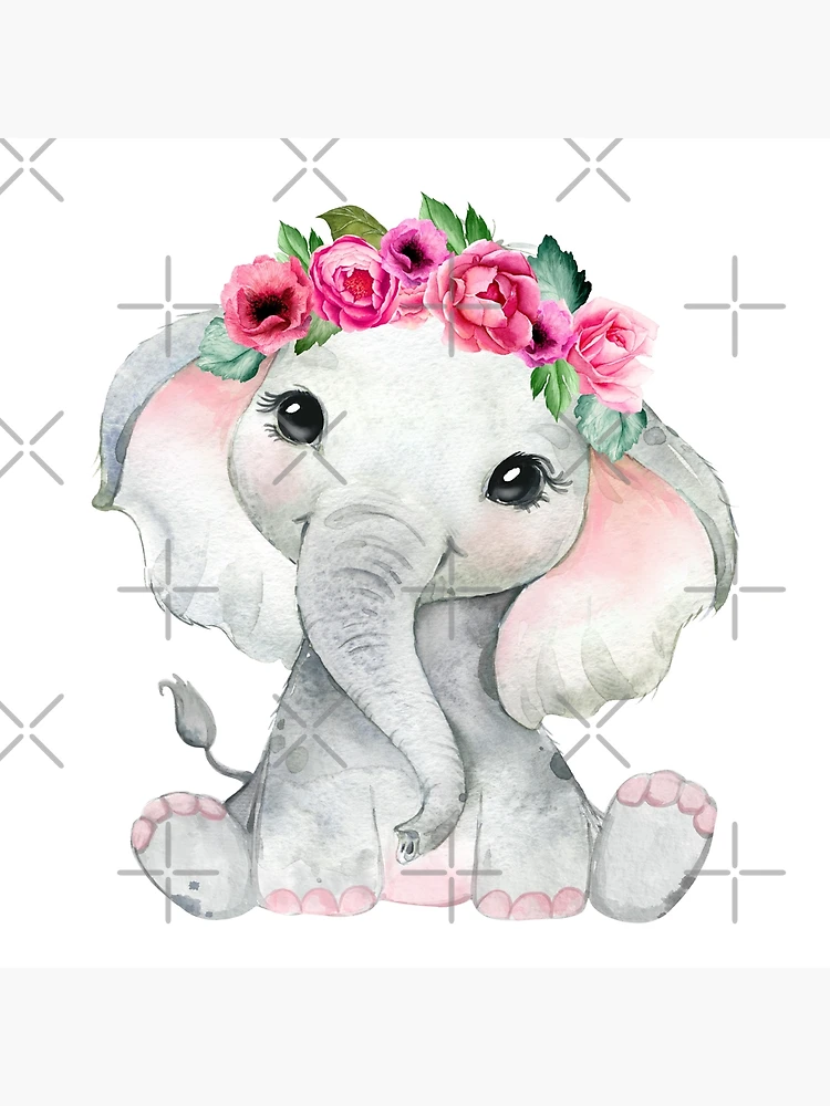 WATERCOLOR Girl Baby outlets Elephant theme yard cards