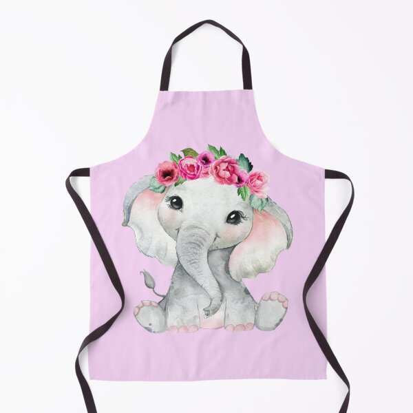 Item preview, Cute Baby Girl Watercolor Elephant with Flowers designed and sold by StickerArtwork.