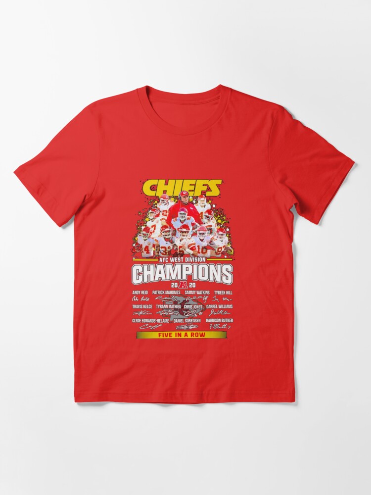 Känsäs Cïtÿ Chïëfs AFC afc west division champion 2020 five in a row  signatures Essential T-Shirt for Sale by RafaelMartine