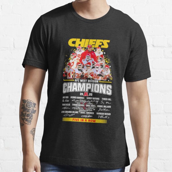 Känsäs Cïtÿ Chïëfs AFC afc west division champion 2020 five in a row  signatures Essential T-Shirt for Sale by RafaelMartine