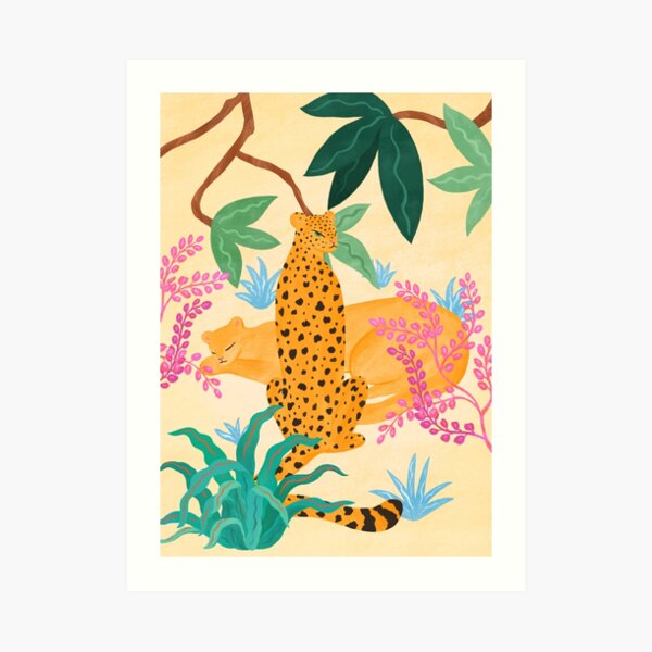 Panthers in Magical Garden Art Print