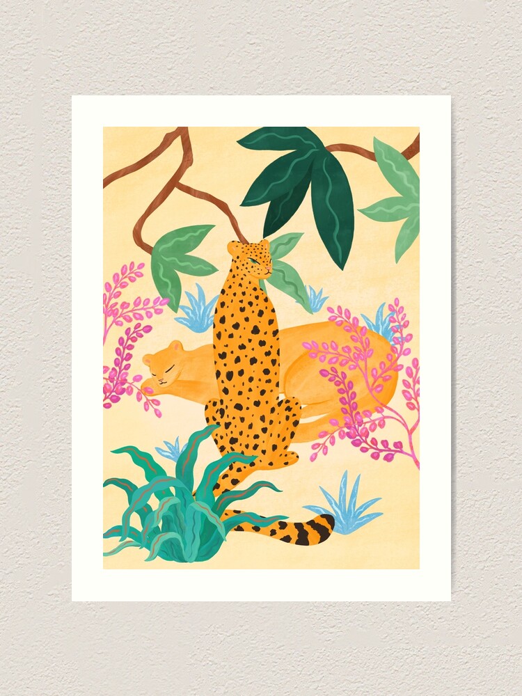 Alternate view of Panthers in Magical Garden Art Print