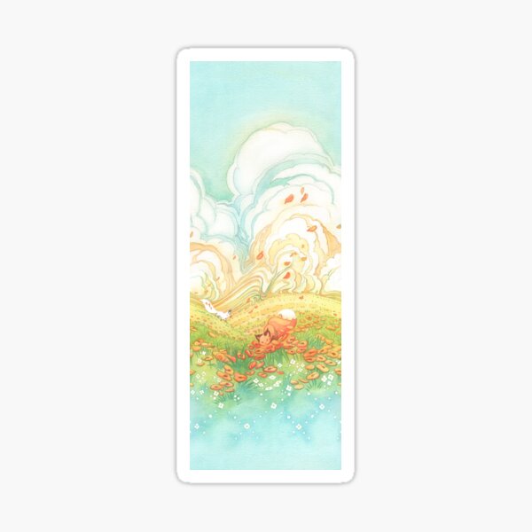 Meadow Frolic Watercolor Fox Kitsune Pattern Sticker
