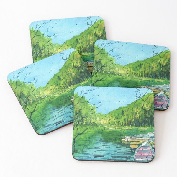 Item preview, Boat and Mountain Landscape Painting 2 designed and sold by darrenyeoart.