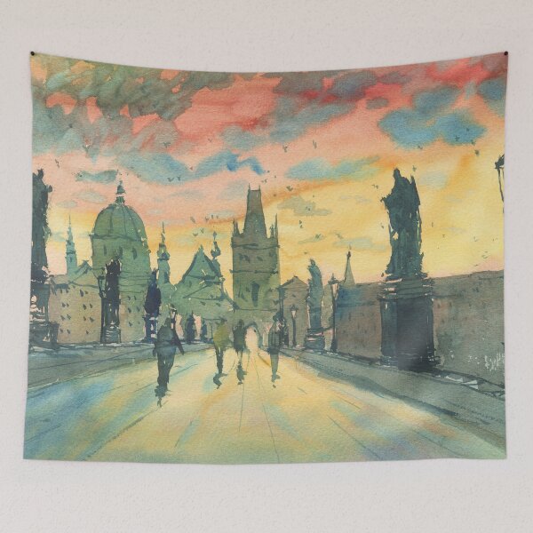 Item preview, Czech Republic, Charles Bridge, Prague - Loose Watercolor Painting designed and sold by darrenyeoart.