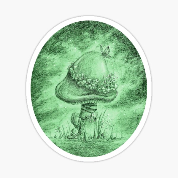 Fairy Mushroom (Green Sticker) Sticker