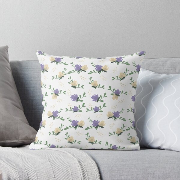 Item preview, white and purple flowers design pattern designed and sold by ArtisyAida.