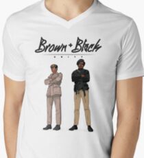 Brown + Black Einheit T-Shirt mit V-Ausschnitt