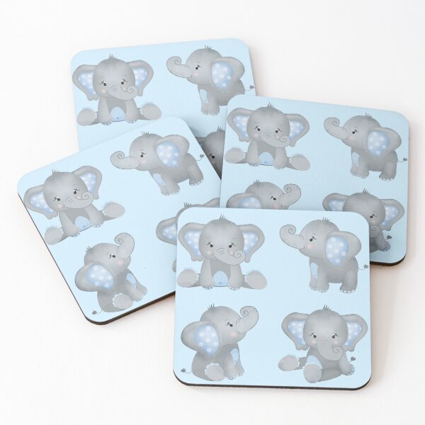 Item preview, Cute Baby Boy Blue Watercolor Elephants designed and sold by StickerArtwork.