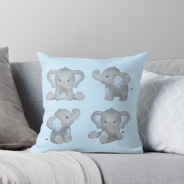 Item preview, Cute Baby Boy Blue Watercolor Elephants designed and sold by StickerArtwork.