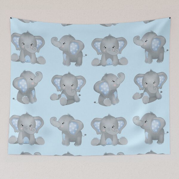 Item preview, Cute Baby Boy Blue Watercolor Elephants designed and sold by StickerArtwork.