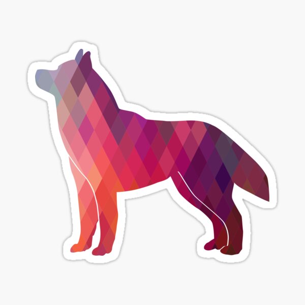 Siberian Husky Colorful Geometric Pattern Silhouette Pink Sticker