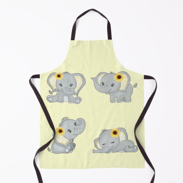 Item preview, Cute Baby Girl Watercolor Elephants with Yellow Sunflowers designed and sold by StickerArtwork.