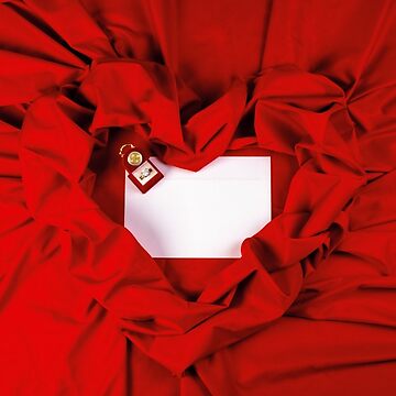 Artwork thumbnail, valentine card composition on a red fabric by mike-pellinni