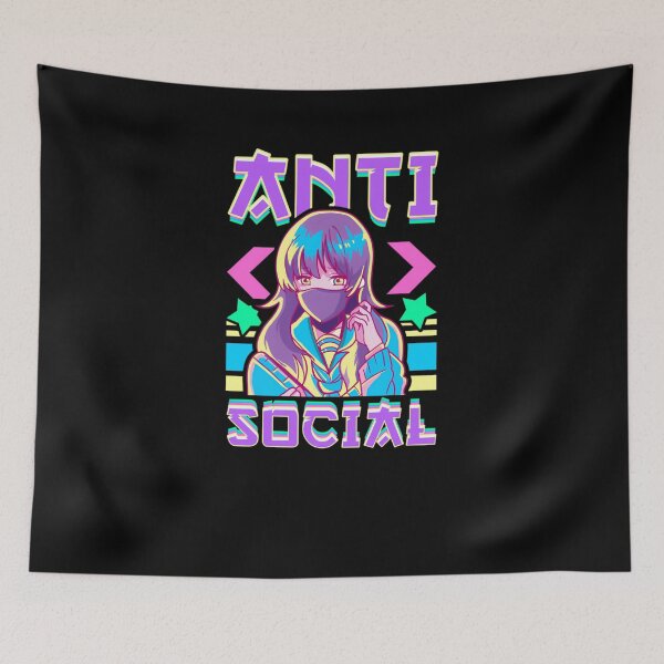 Item preview, Anti Social Vaporwave Anime Cute Girl Japanese Antisocial designed and sold by Hitagivapor.