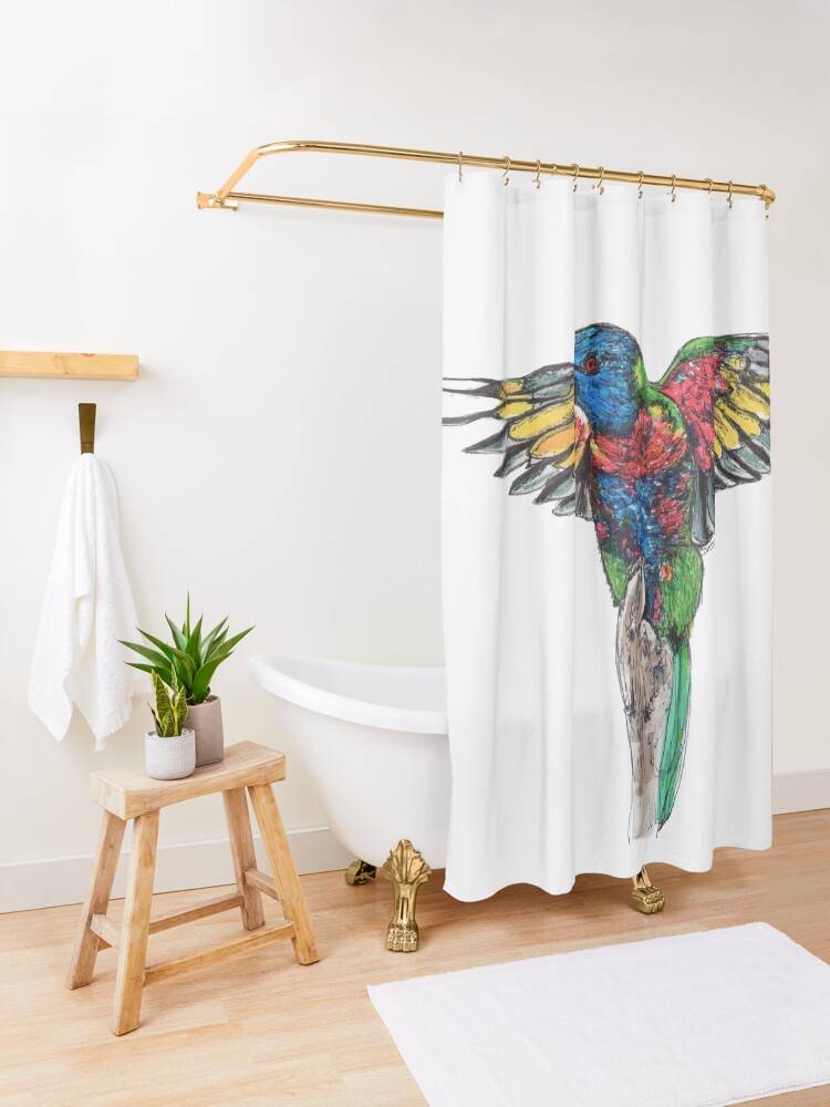 Alternate view of Delilah the Rainbow Lorikeet Shower Curtain
