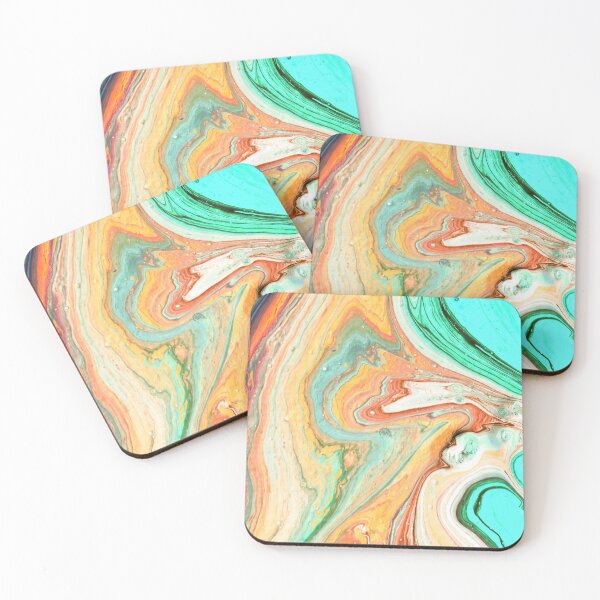 Item preview, Abstract orange and turquoise drip-paint texture No 2 designed and sold by AuriArts.