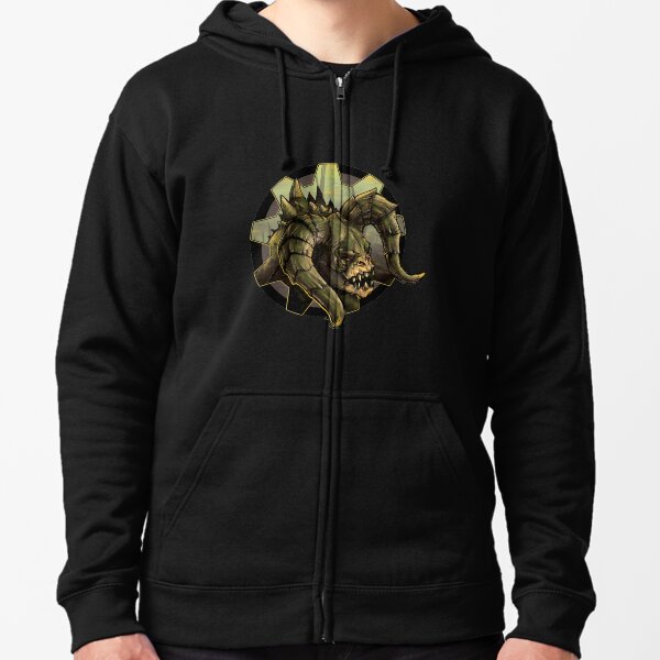 Deathclaw Wandering the Wastes Zipped Hoodie