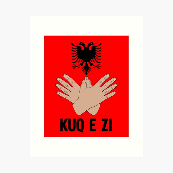 Albanian Flag, Flamuri Shqiptar Hand Created on a Hang/Free Frame 33 x 25  cm