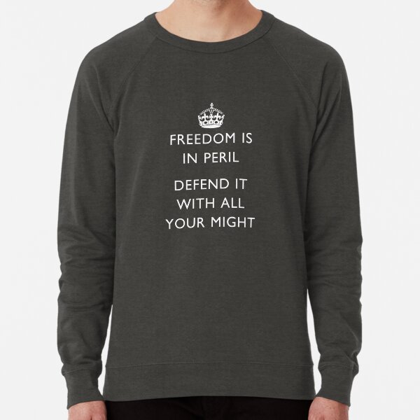 Vista previa del artículo con la obra «La libertad está en peligro, defiéndela con todas tus fuerzas - Segunda Guerra Mundial», diseñado y vendido por warishellstore.