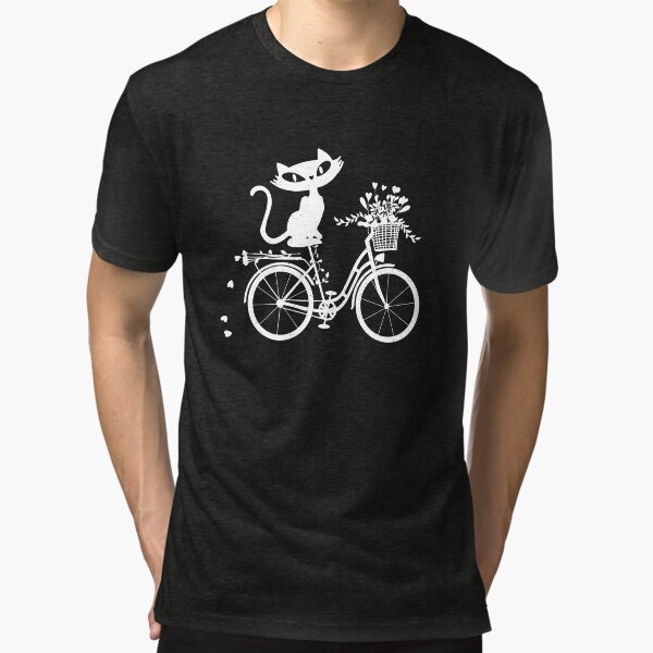 Katze auf Retro Fahrrad mit Blumenkorb Vintage T-Shirt