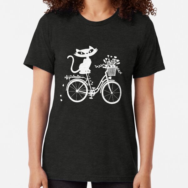 Katze auf Retro Fahrrad mit Blumenkorb Vintage T-Shirt